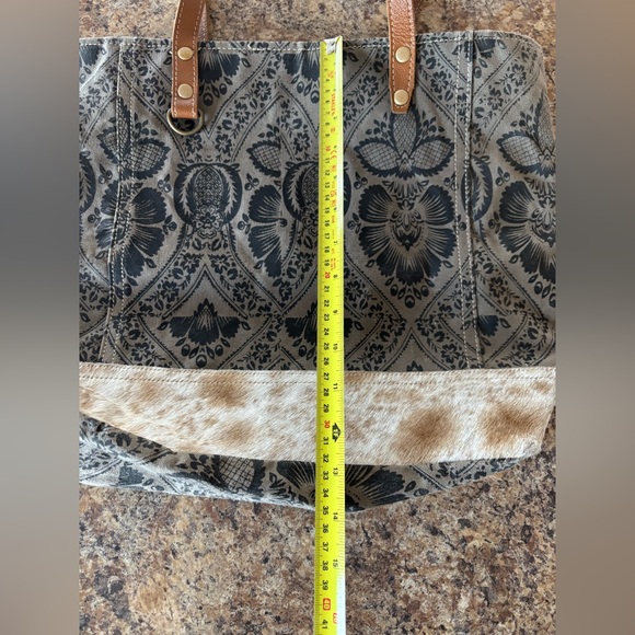 Namaste Tote Bag By Myra Bag, Western, Cotton Canvas/Cowhide, Carry On, Recycled - Picture 11 of 15